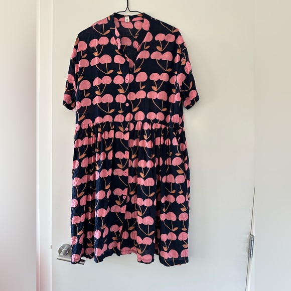 This is a summer fuchsia dress, size S, short sleeves, Jixiang brand - Picture 1 of 8